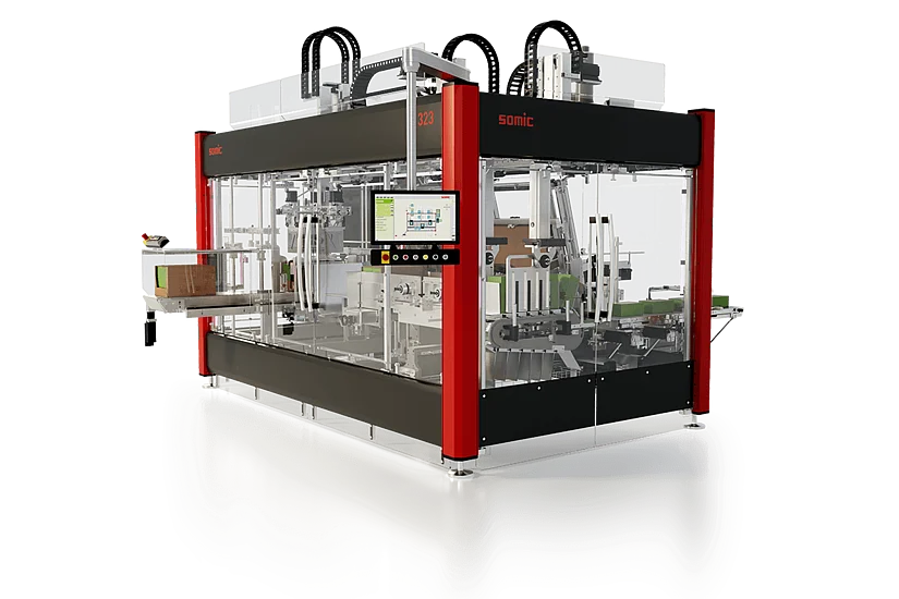SOMIC 323 Karton-Verpackungsmaschine für ein- und mehrteilige Verpackungen - Freisteller der Maschine